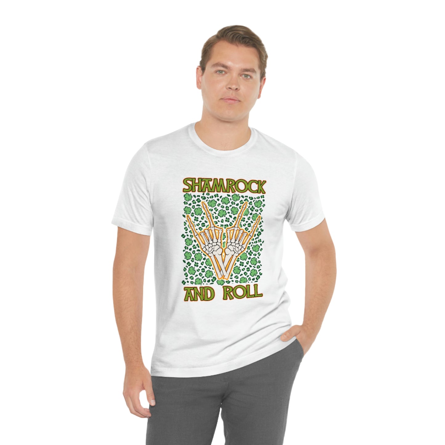 Shamrock and Roll St. Patrick's Day Unisex Jersey Short Sleeve Tee