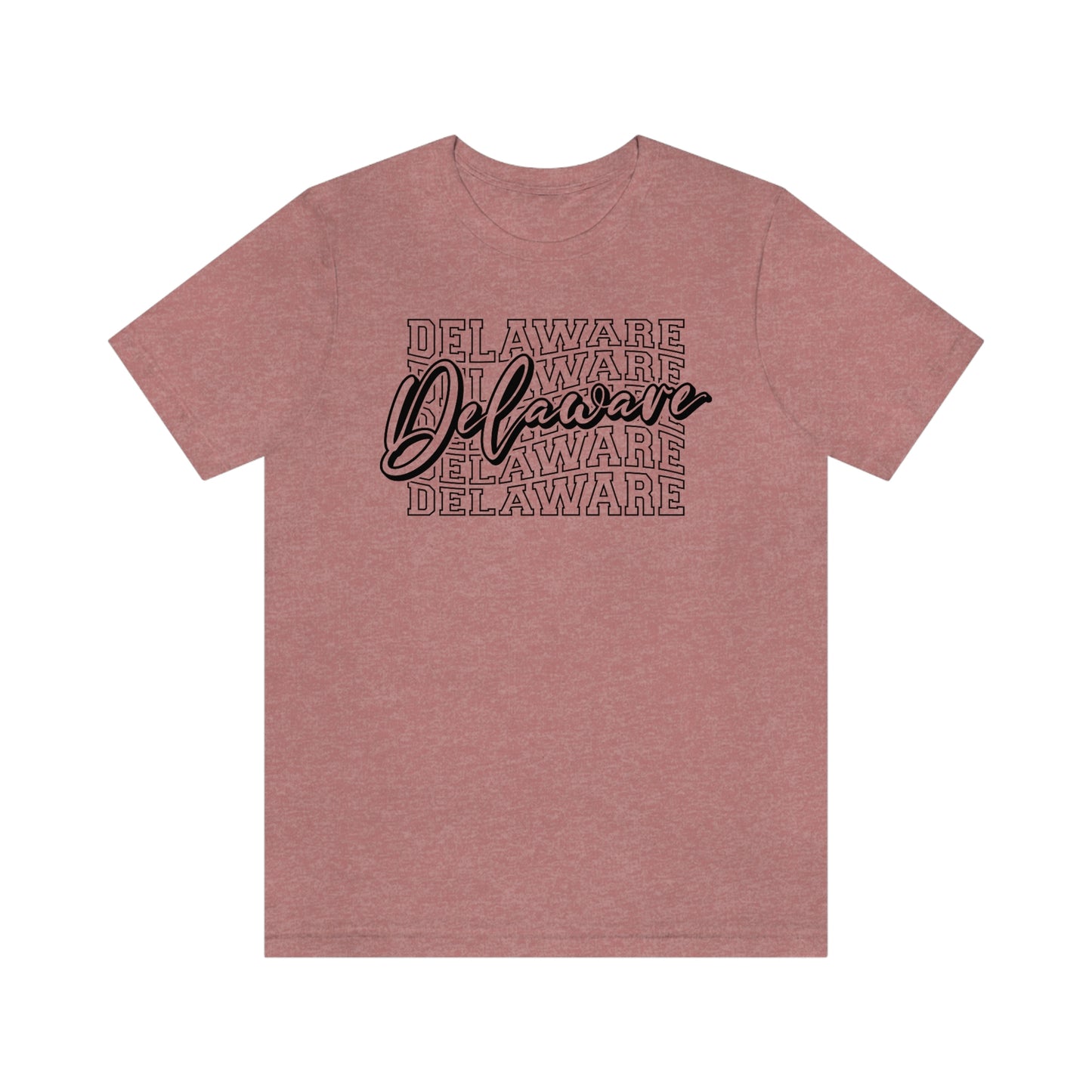 Delaware in Varsity Letters with Script Short Sleeve T-shirt