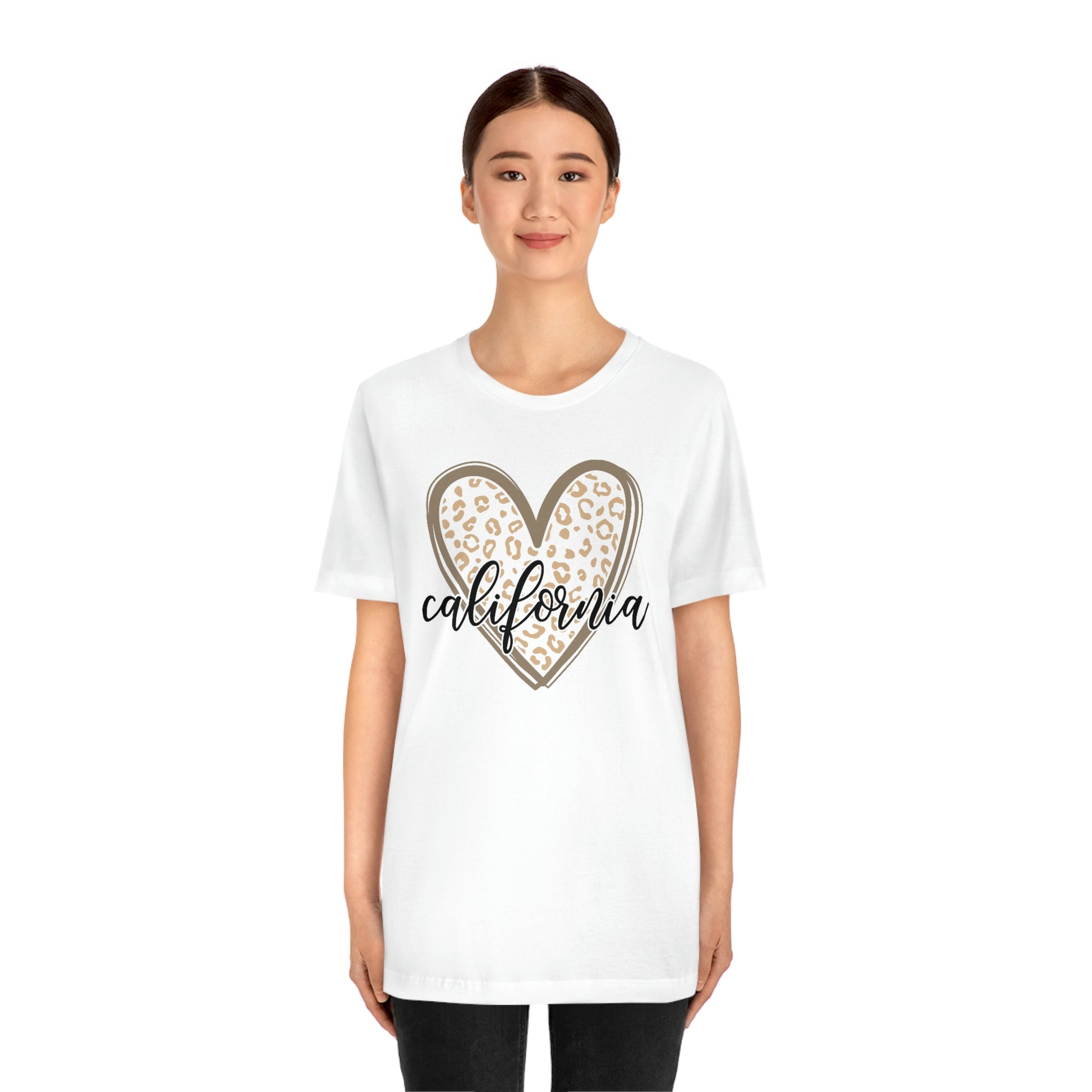 California Heart Gold Leopard Unisex Jersey Short Sleeve Tee Tshirt T-shirt