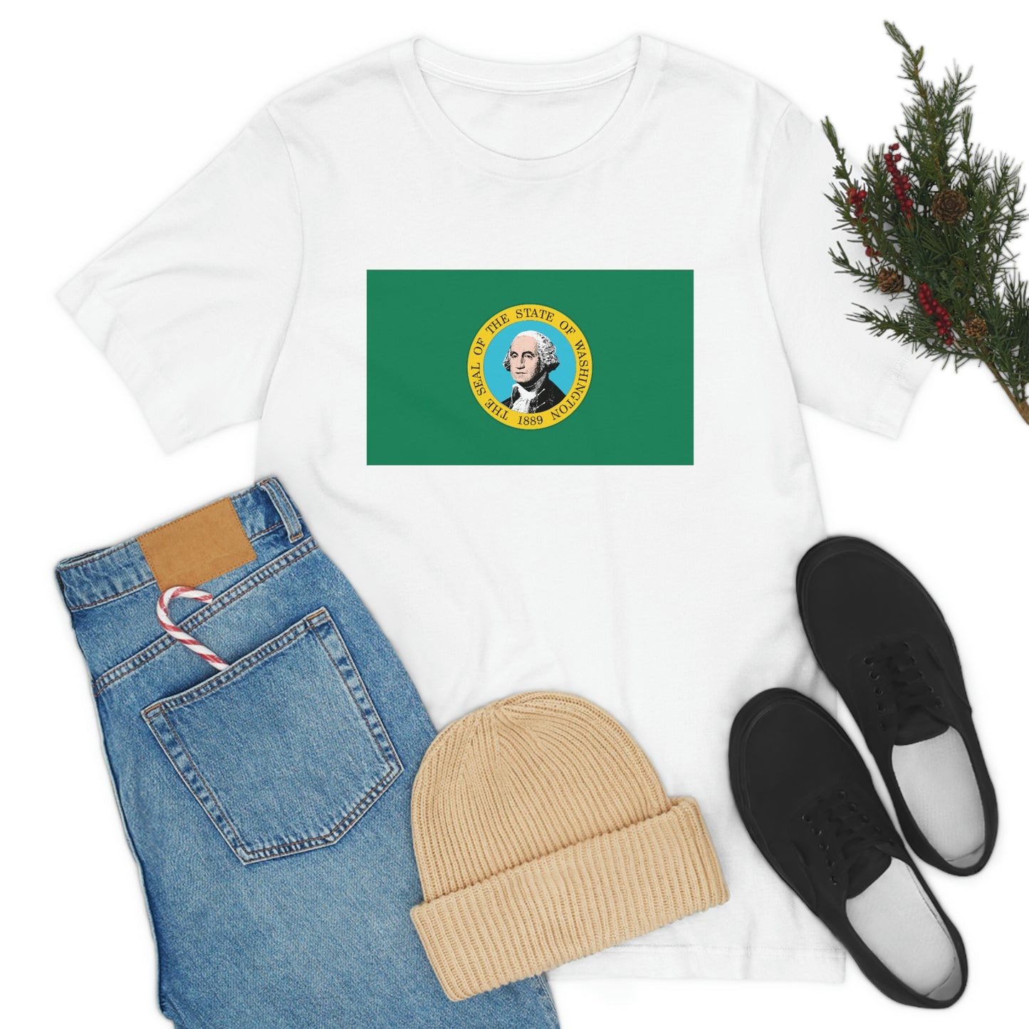 Washington Flag Unisex Jersey Short Sleeve Tee Tshirt T-shirt