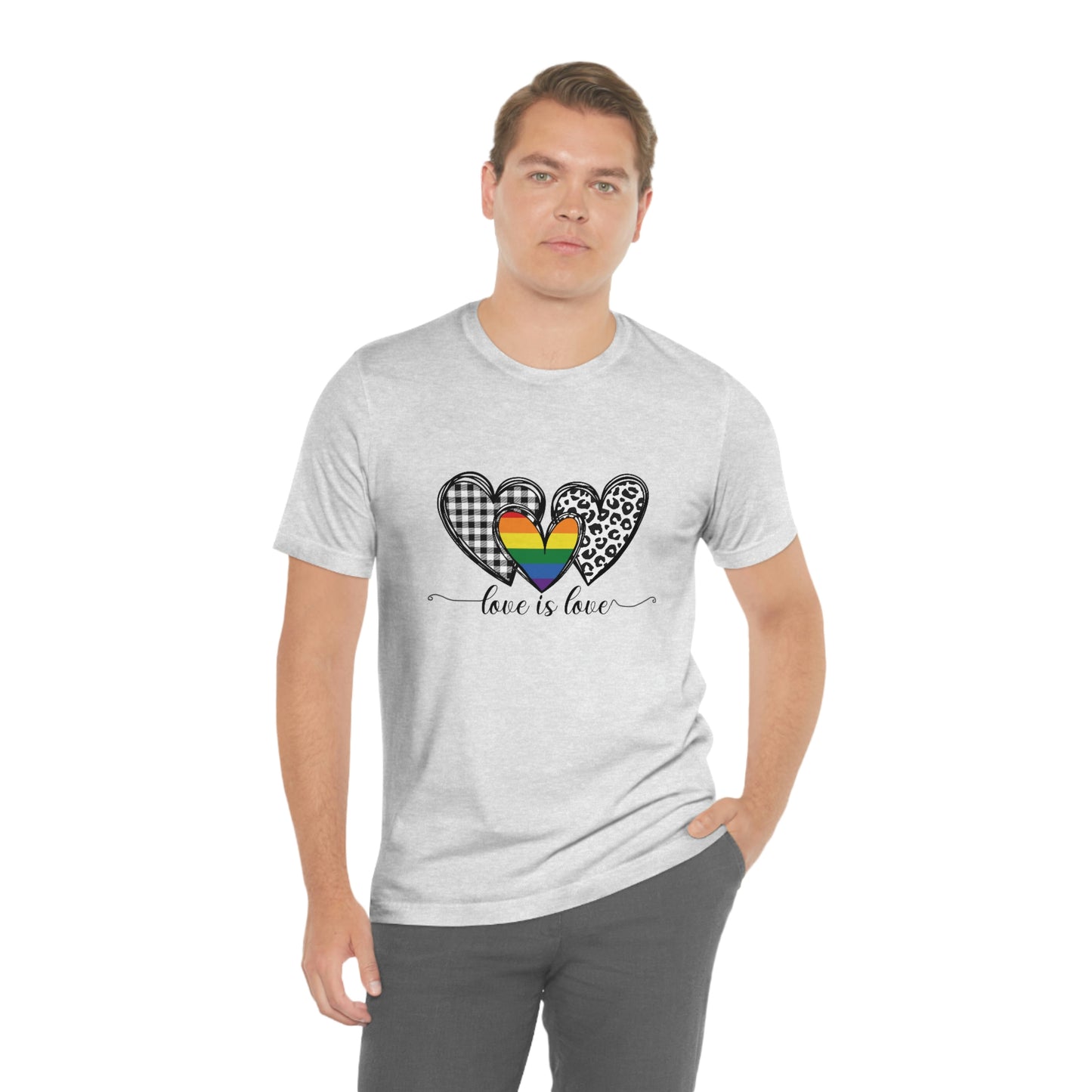 Love is Love LGBTQIA Print Unisex Jersey Short Sleeve Tee