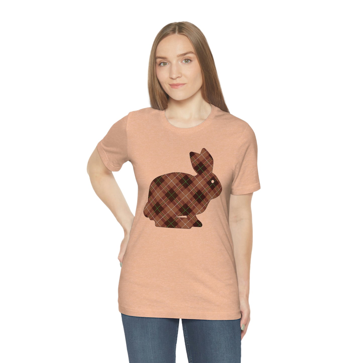 Brown Plaid Bunny Easter tshirt