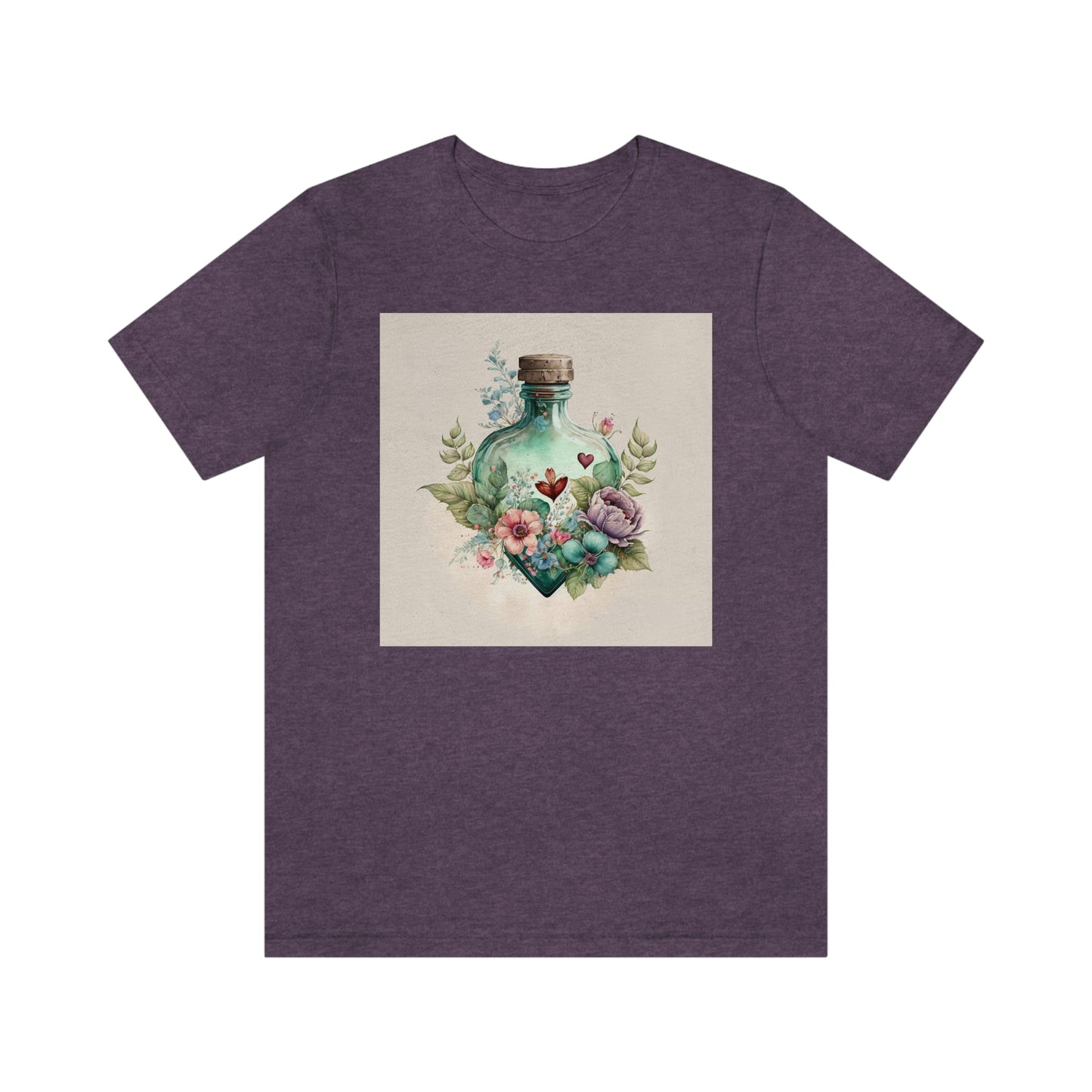 Vintage Bottle Floral Unisex Jersey Short Sleeve Tee