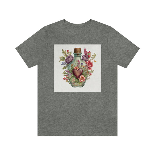 Vintage Bottle Floral Unisex Jersey Short Sleeve Tee