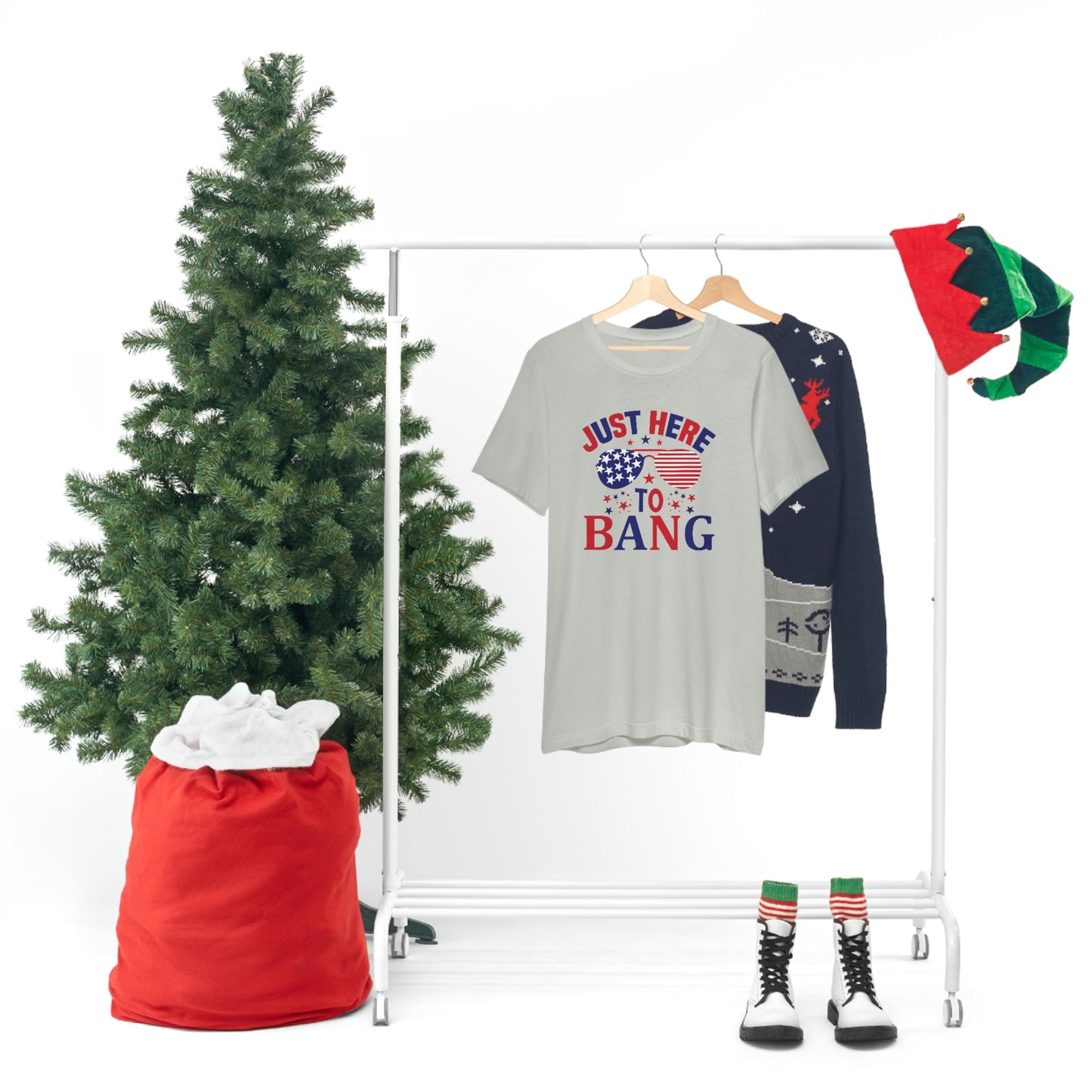 Just Here to Bang Independence Day Happy 4th of July Unisex Jersey Short Sleeve Tee