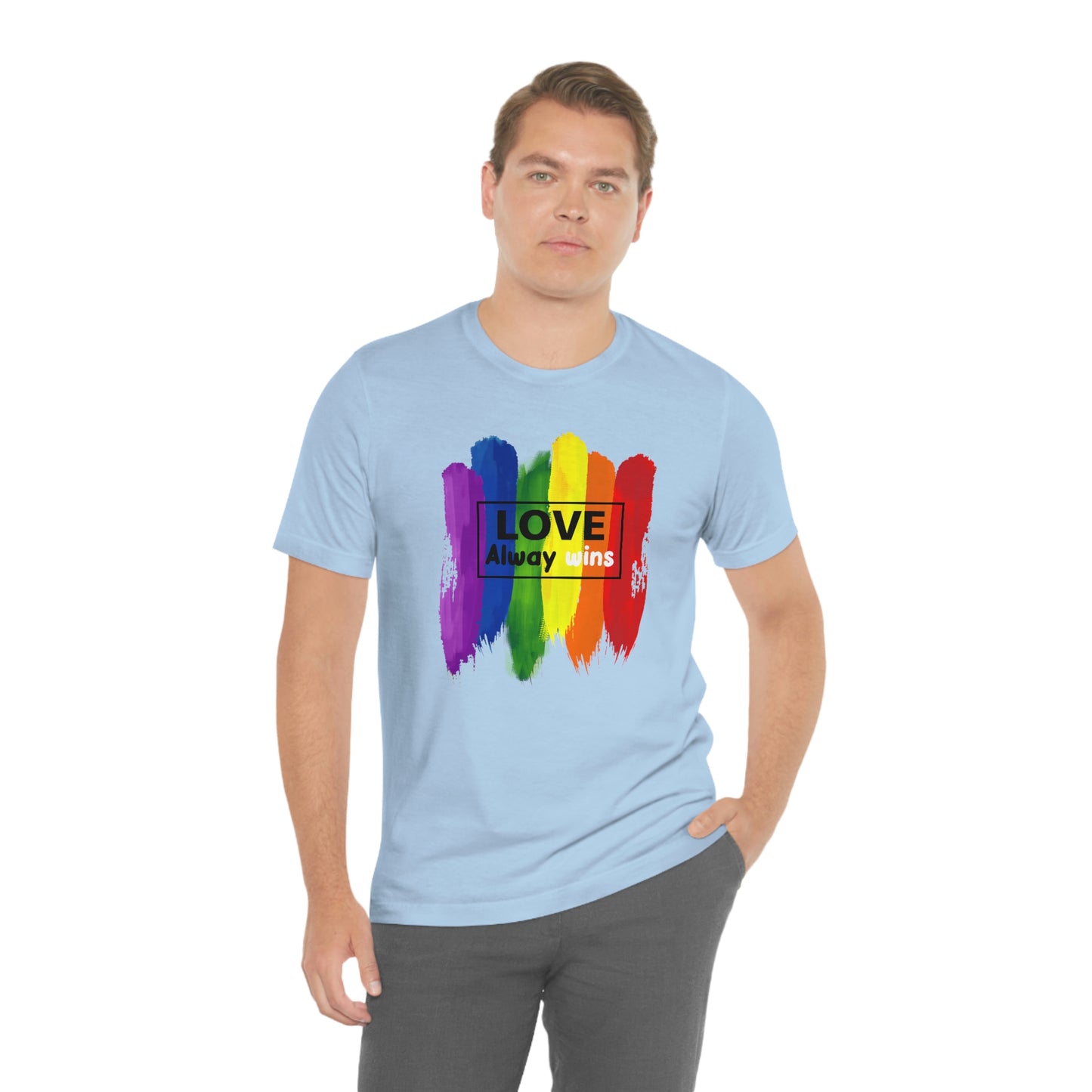 Love Always Wins LGBTQIA Print Unisex Jersey Short Sleeve Tee