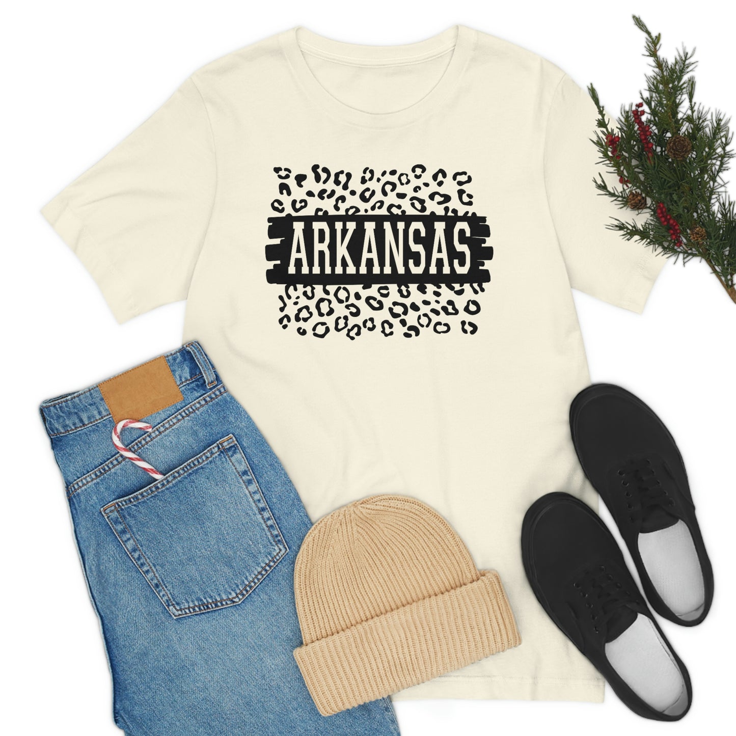 Arkansas Leopard Print US Flag Unisex Jersey Short Sleeve Tee Tshirt T-shirt