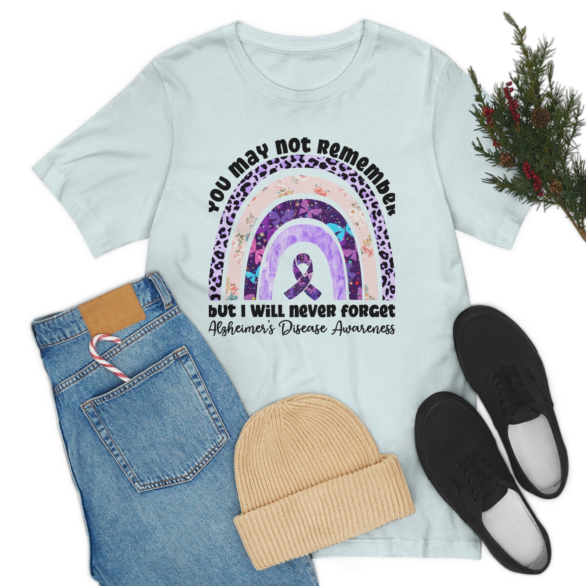 You May Not Remember But I Will Never Forget Alzheimer's Print Unisex Jersey Short Sleeve Tee