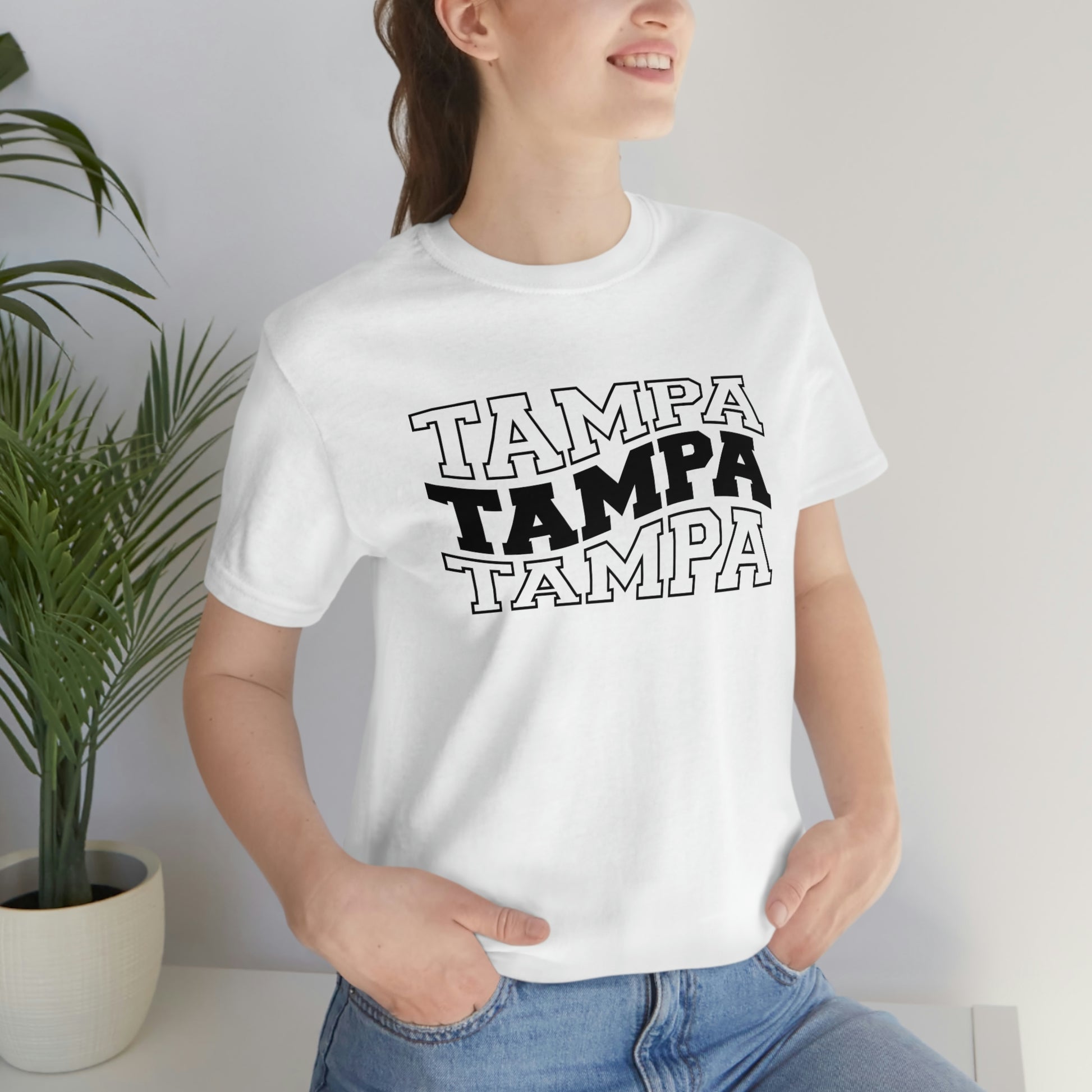 Tampa Varsity Letters Wavy Florida Short Sleeve T-shirt