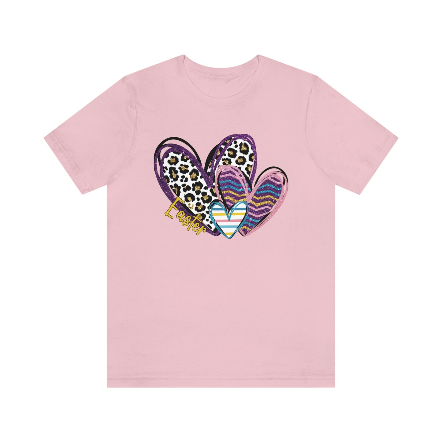 Hearts Leopard Print Stripes Unisex Jersey Short Sleeve Tee