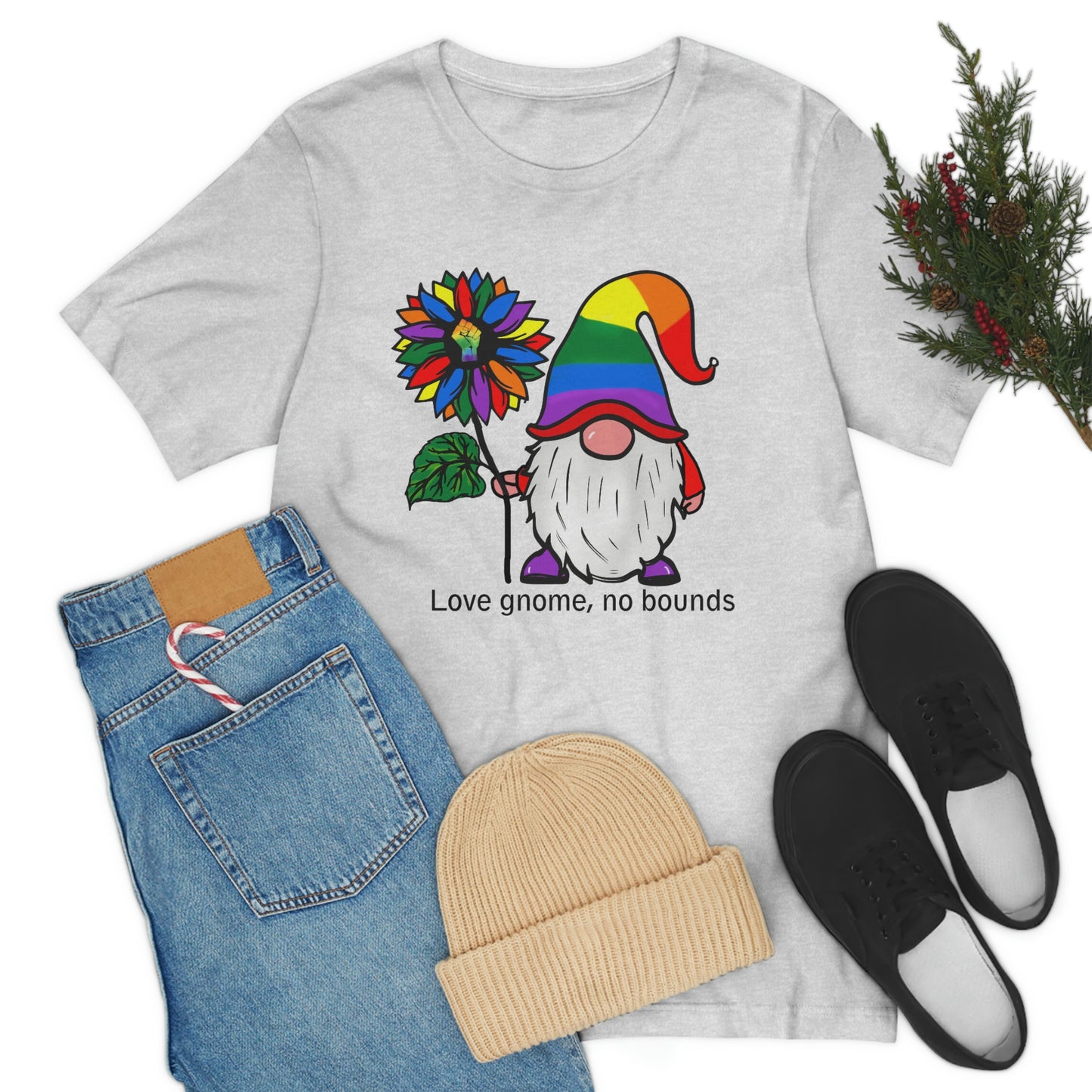 Love Gnomes No Bounds LGBTQIA Print Unisex Jersey Short Sleeve Tee