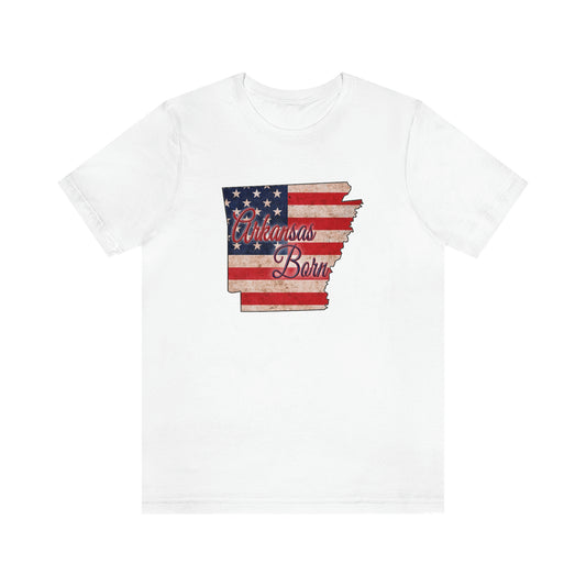 Arkansas Born US Flag Unisex Jersey Short Sleeve Tee Tshirt T-shirt