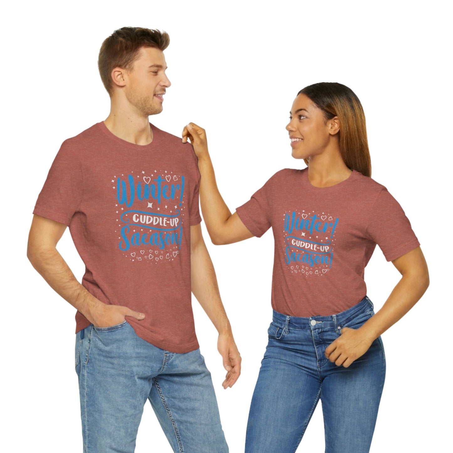 Winter Cuddle Up Season Print Unisex Jersey Short Sleeve Tee