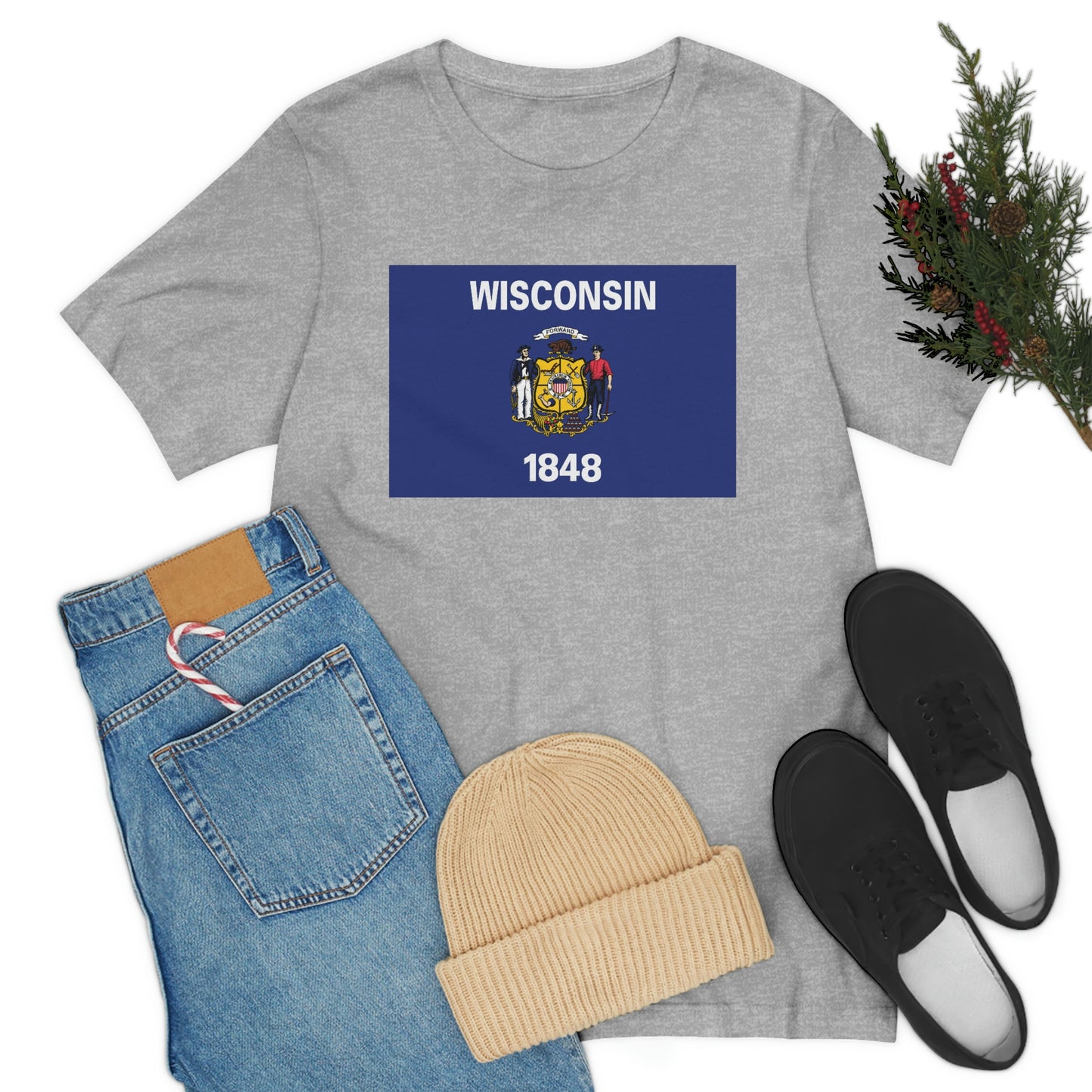 Wisconsin Flag Unisex Jersey Short Sleeve Tee Tshirt T-shirt