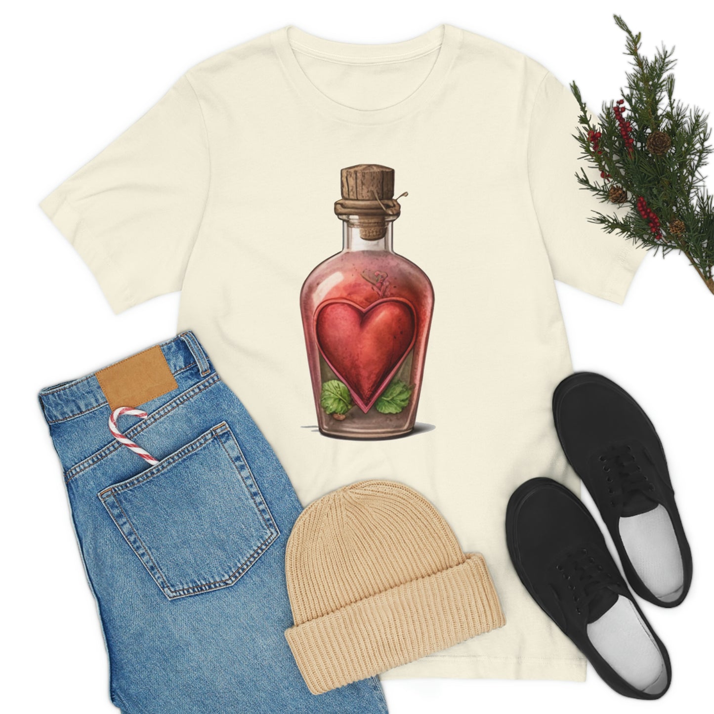 Vintage Bottle Floral Unisex Jersey Short Sleeve Tee