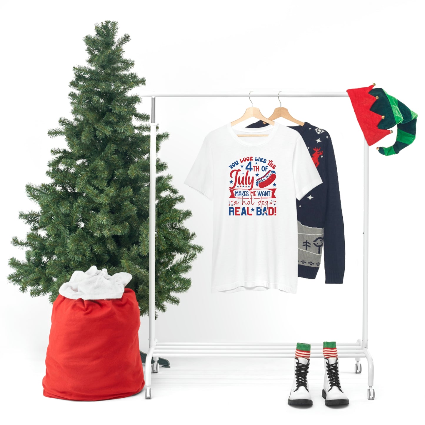 You Look Like the 4th of July Makes Me Want a Hot Dog Real Bad Unisex Jersey Short Sleeve Tee