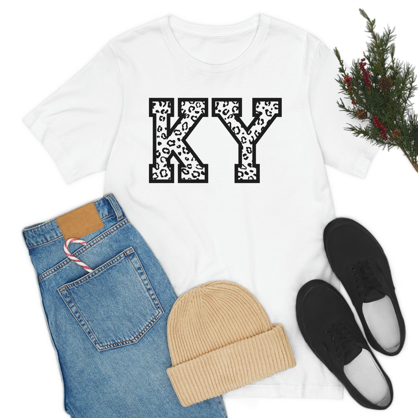 Kentucky KY Leopard Print Letters Short Sleeve T-shirt