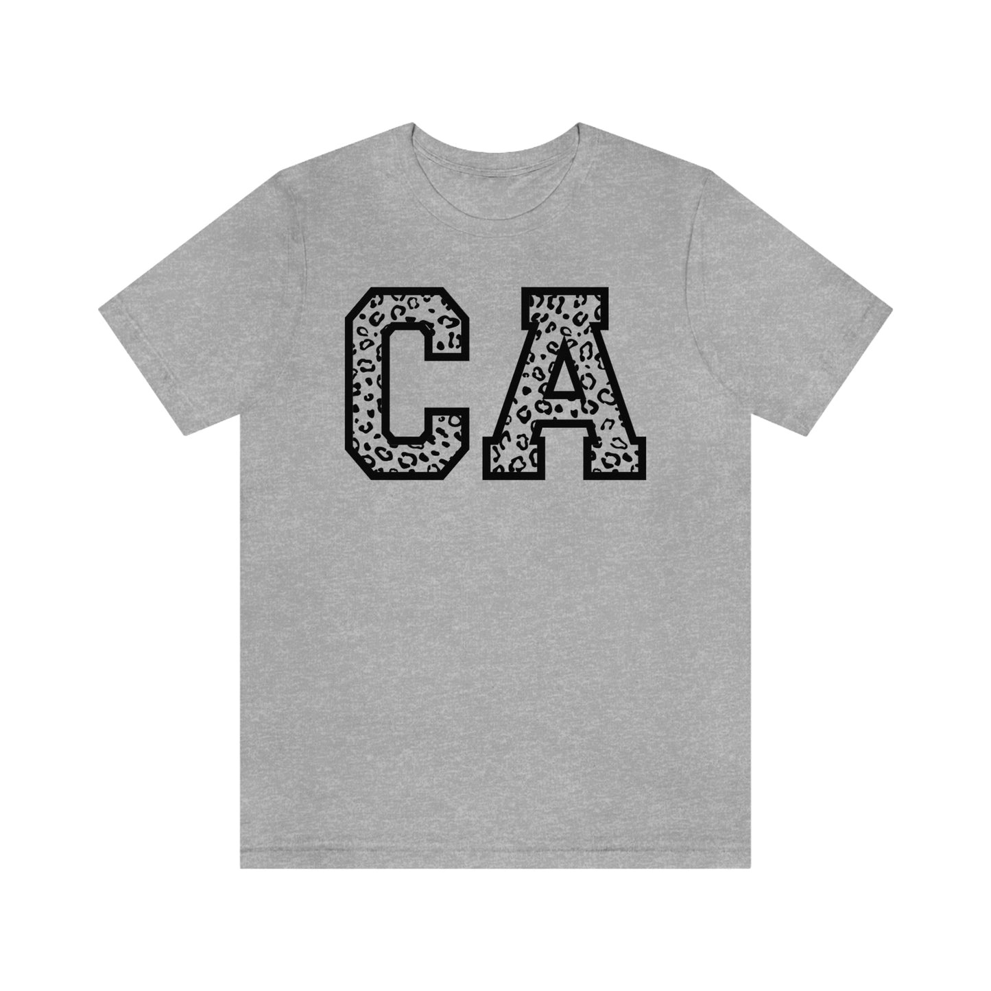 California CA Leopard Print Unisex Jersey Short Sleeve Tee Tshirt T-shirt