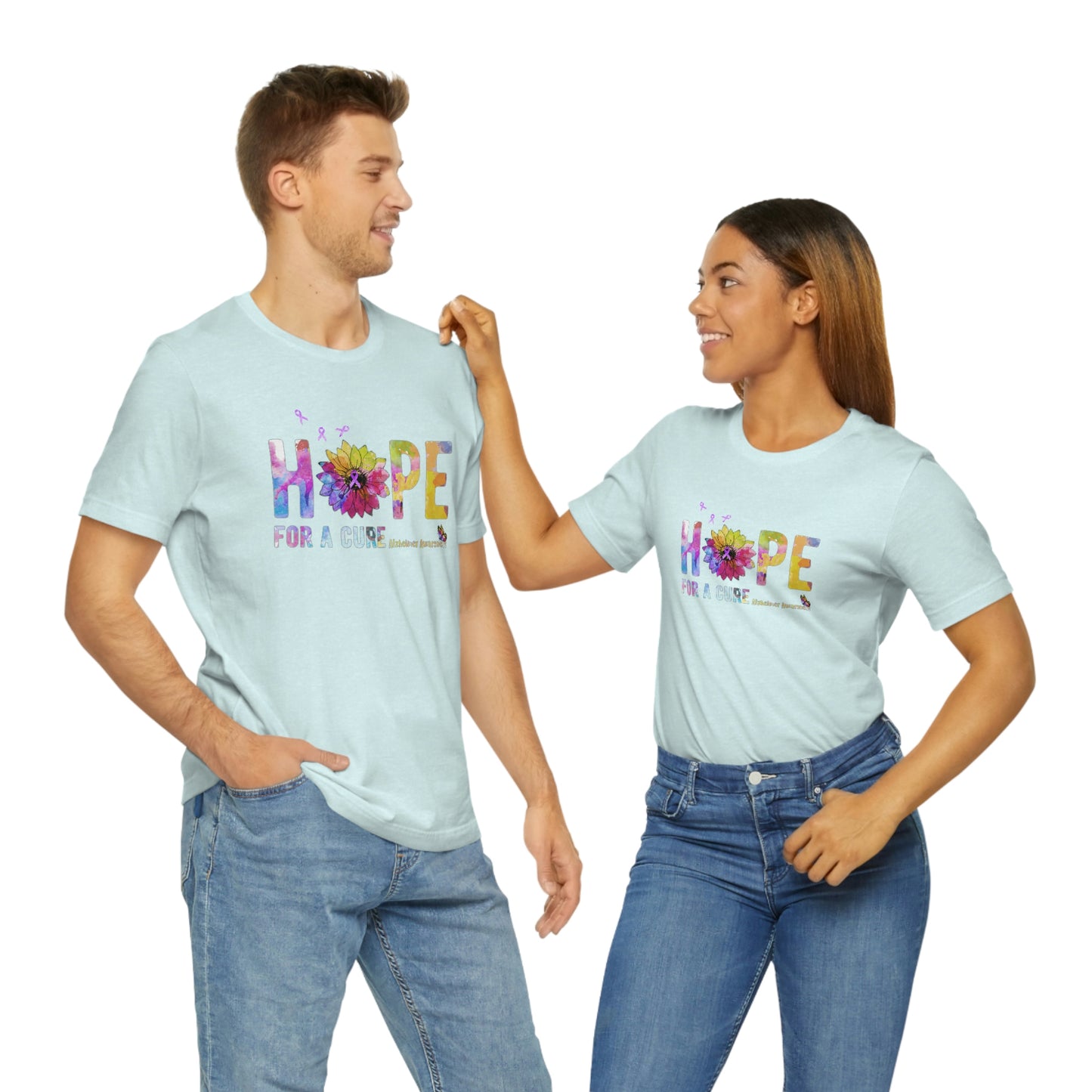 Hope For a Cure Alzheimer's Print Unisex Jersey Short Sleeve Tee