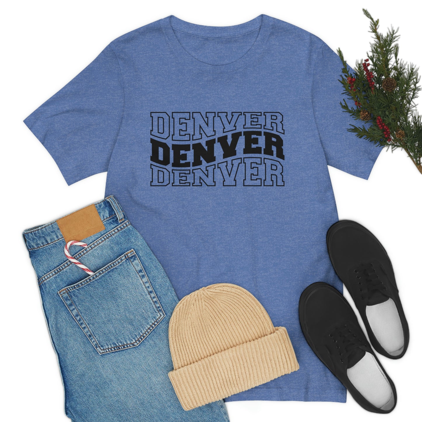 Denver Varsity Wavy Unisex Jersey Short Sleeve Tee Tshirt T-shirt