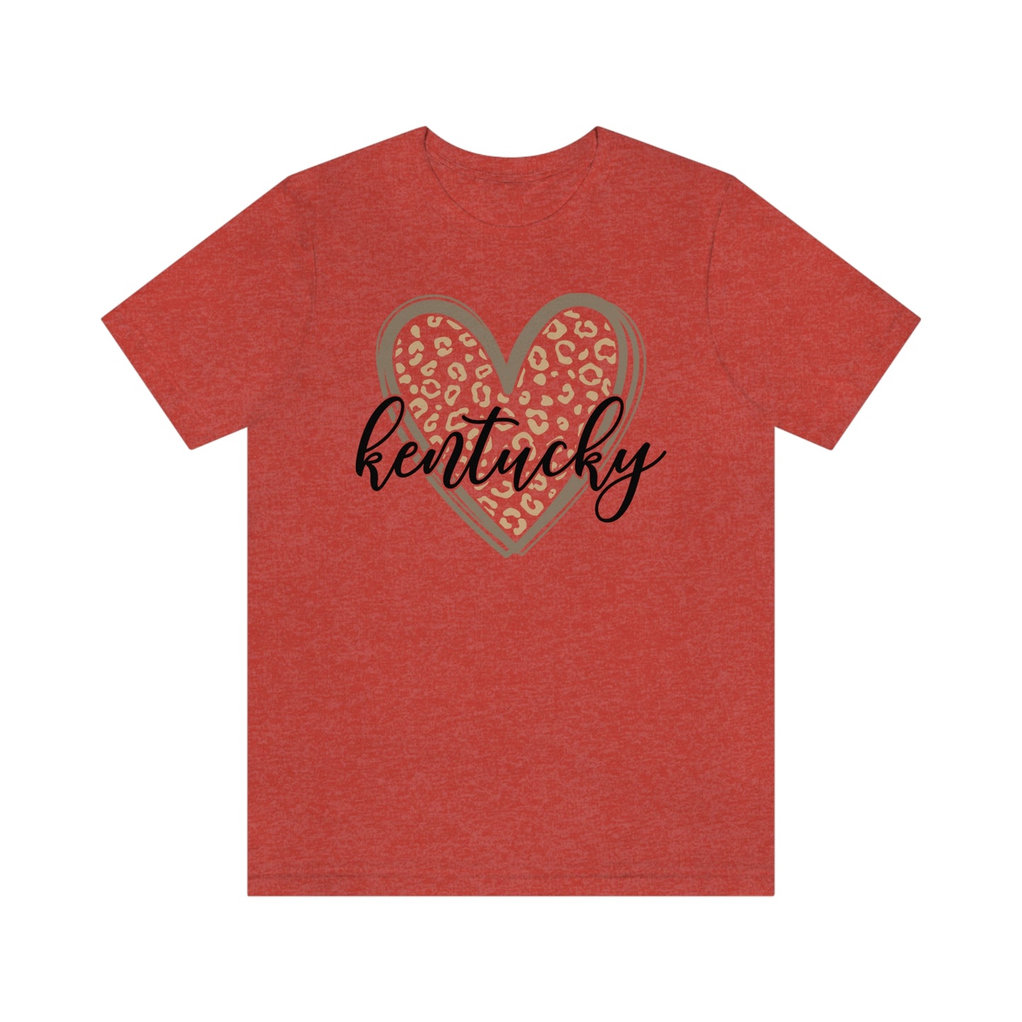 Kentucky Gold Leopard Heart Black Script Short Sleeve T-shirt