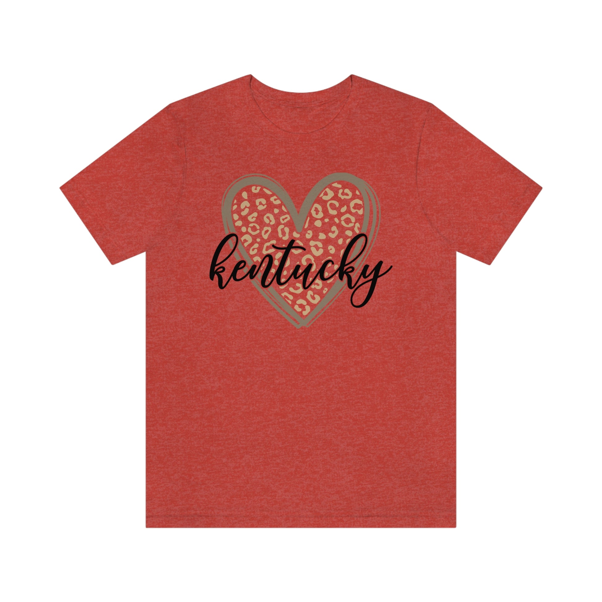 Kentucky Gold Leopard Heart Black Script Short Sleeve T-shirt