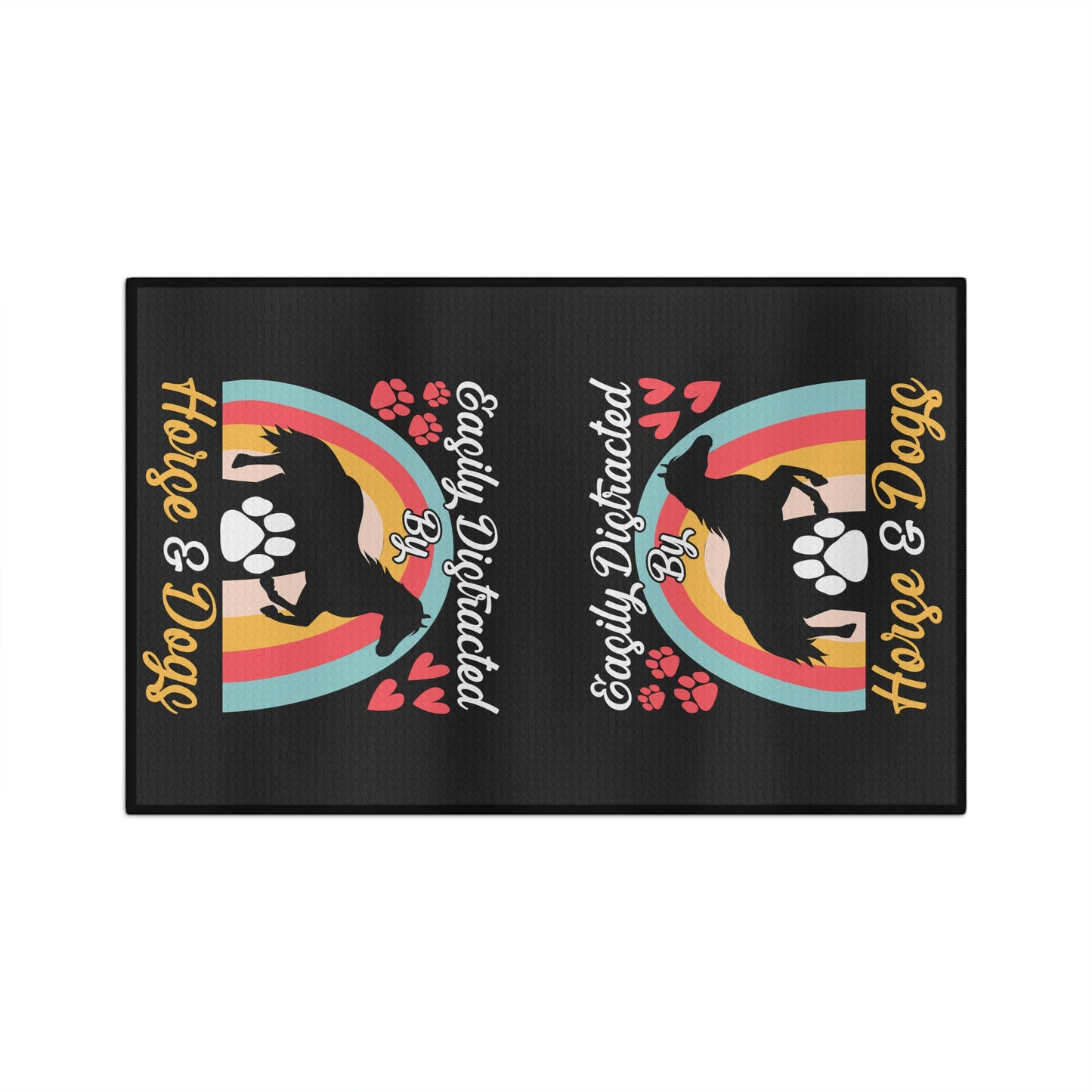 Easily Distracted by Horse and Dogs Soft Tea Towel