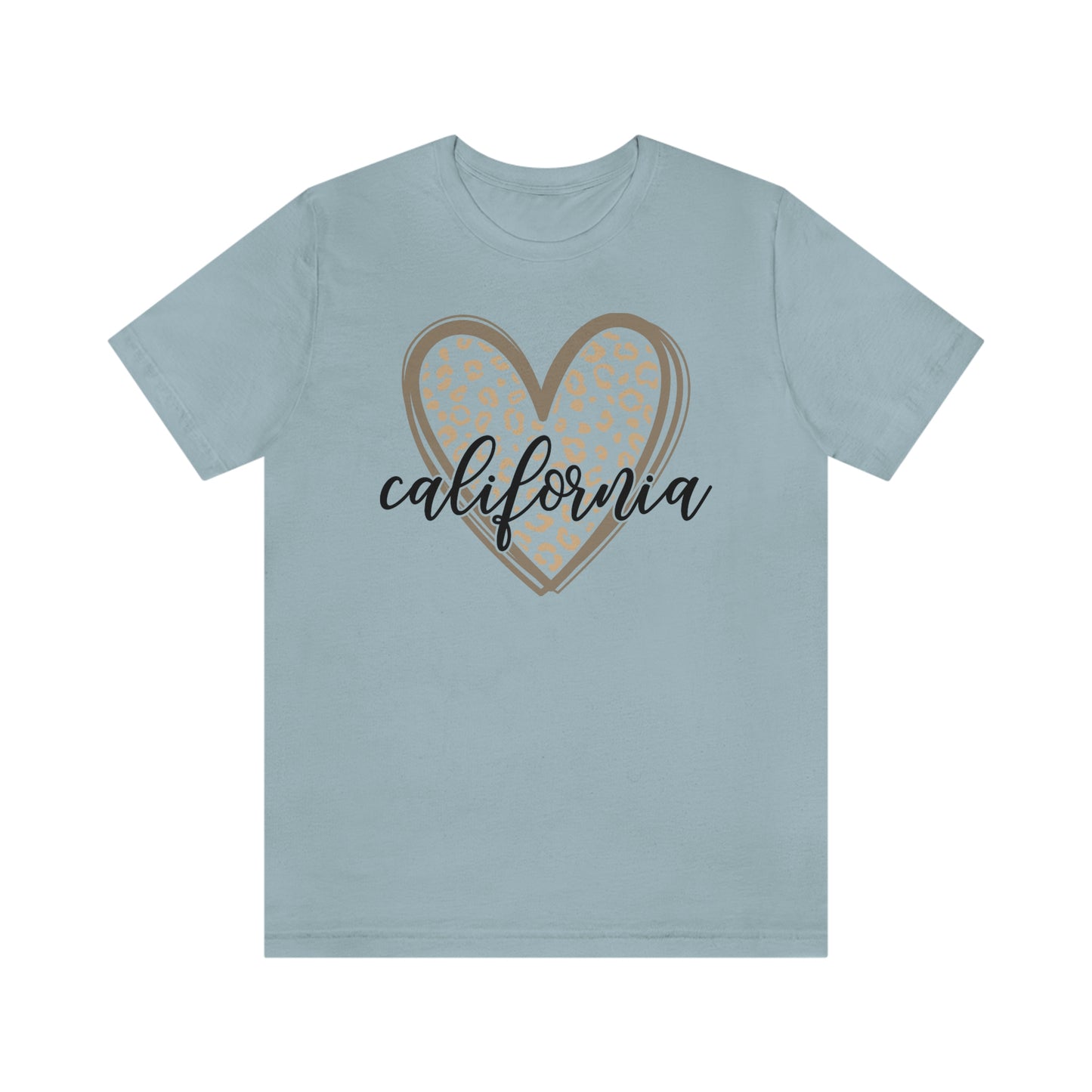 California Heart Gold Leopard Unisex Jersey Short Sleeve Tee Tshirt T-shirt