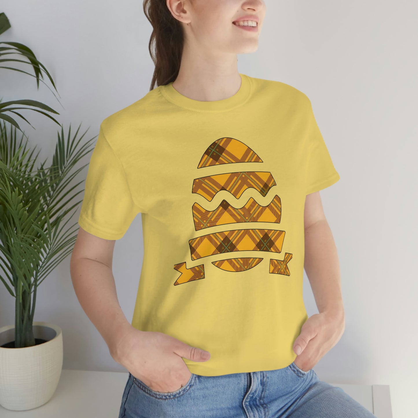 Plaid Egg Easter Spring Unisex Jersey Short Sleeve Tee