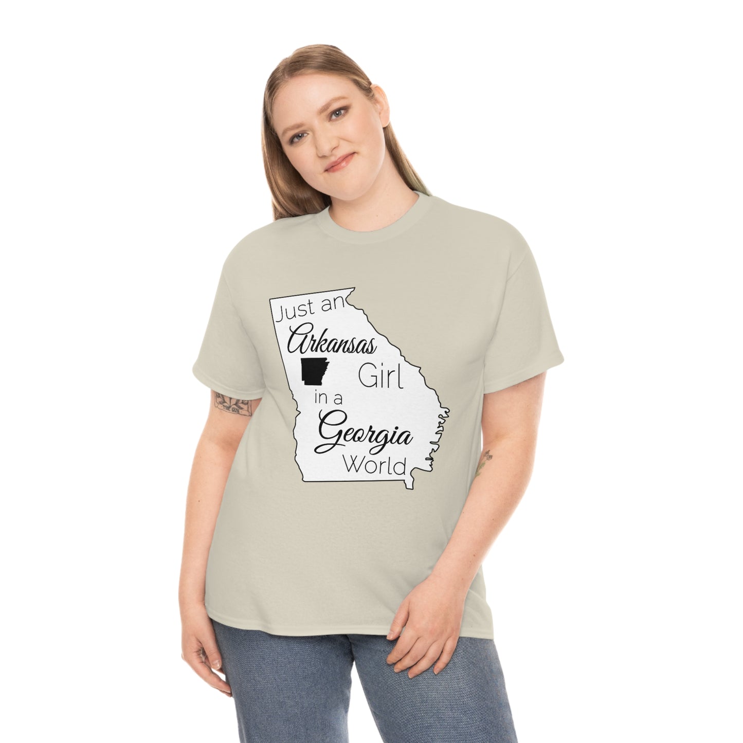 Just an Arkansas Girl in a Georgia World Unisex Heavy Cotton Tee