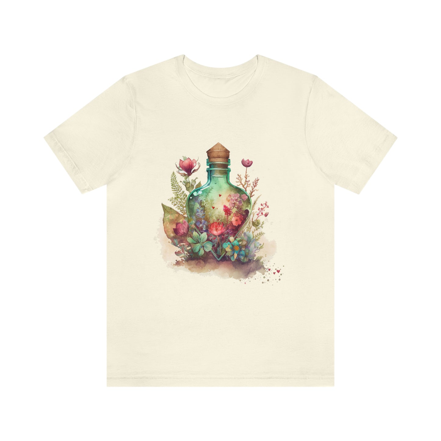 Vintage Bottle Floral Unisex Jersey Short Sleeve Tee