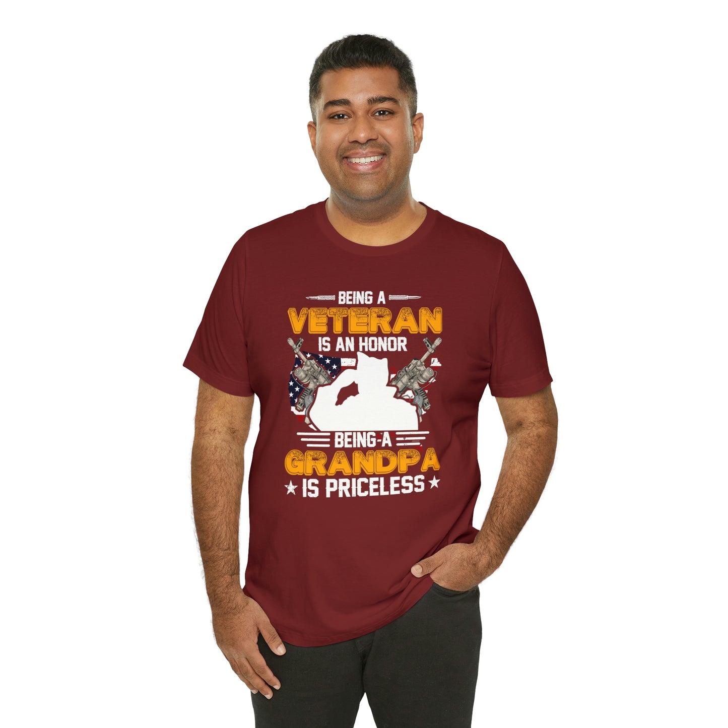 Being a Veteran is an Honor Being a Grandpa is Priceless Short Sleeve T-shirt