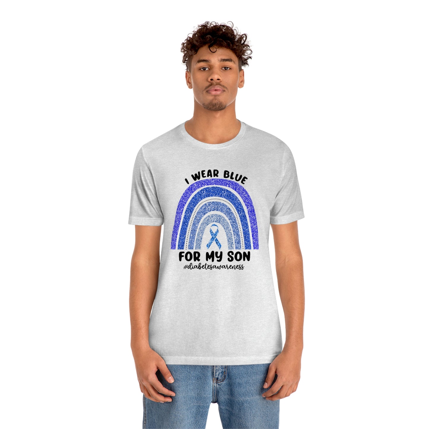 I Wear Blue For My Son Diabetes Awareness Print Unisex Jersey Short Sleeve Tee