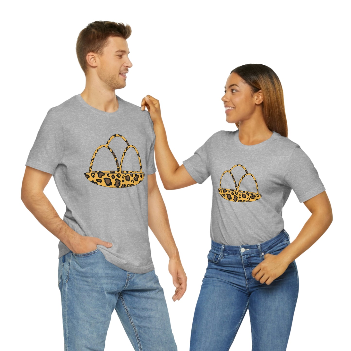 Leopard Print Egg Basket Spring Easter Unisex Jersey Short Sleeve Tee
