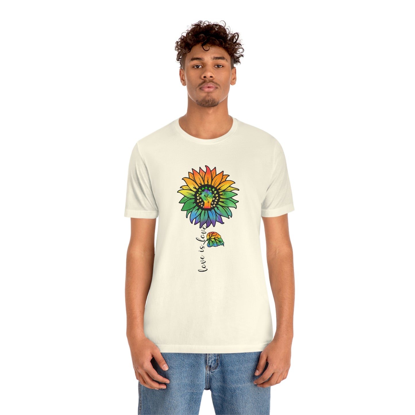 Love is Love Sunflower LGBTQIA Print Unisex Jersey Short Sleeve Tee