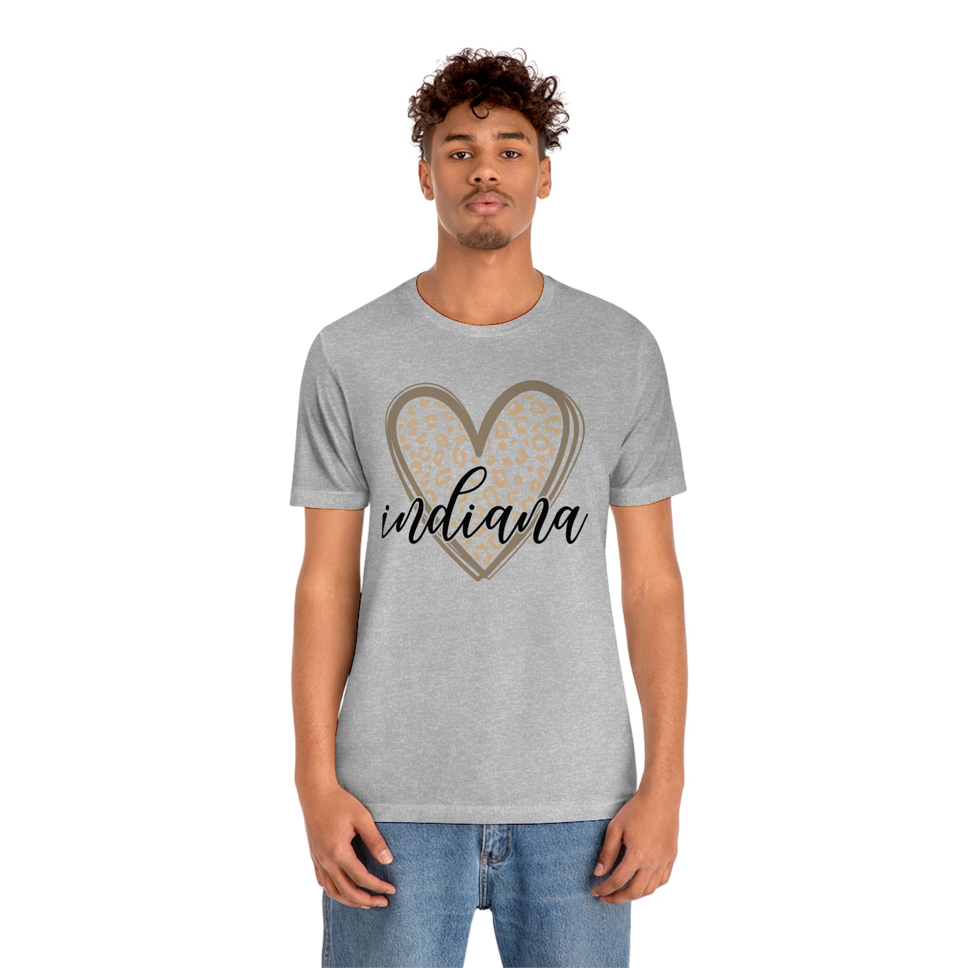Indiana Gold Leopard Heart Black Script Short Sleeve T-shirt
