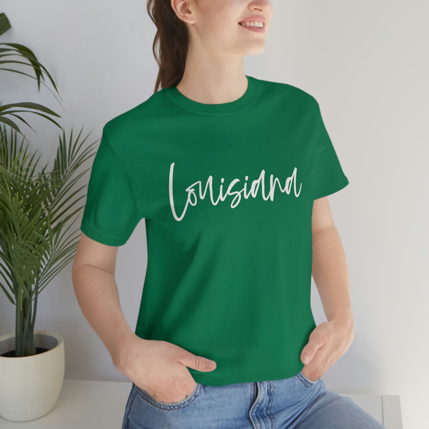 Louisiana White Script Short Sleeve T-shirt