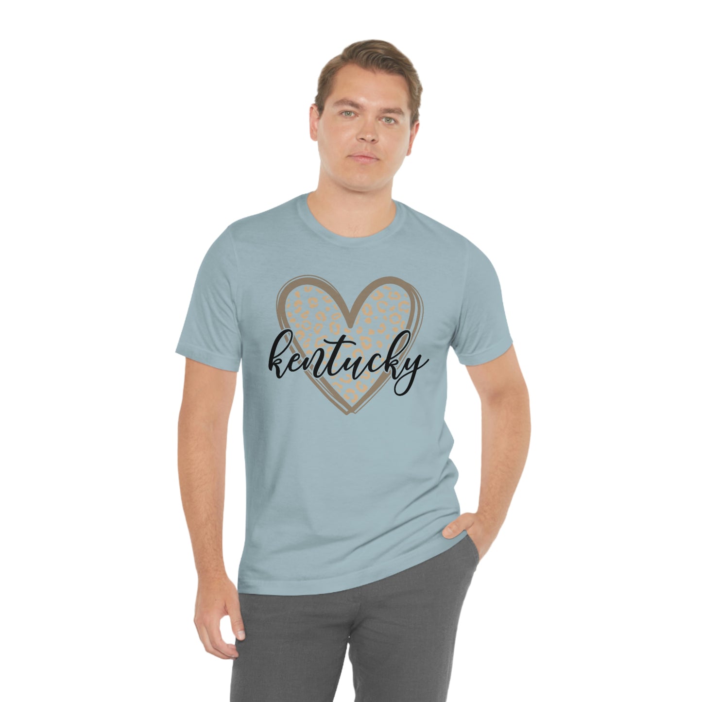 Kentucky Gold Leopard Heart Black Script Short Sleeve T-shirt