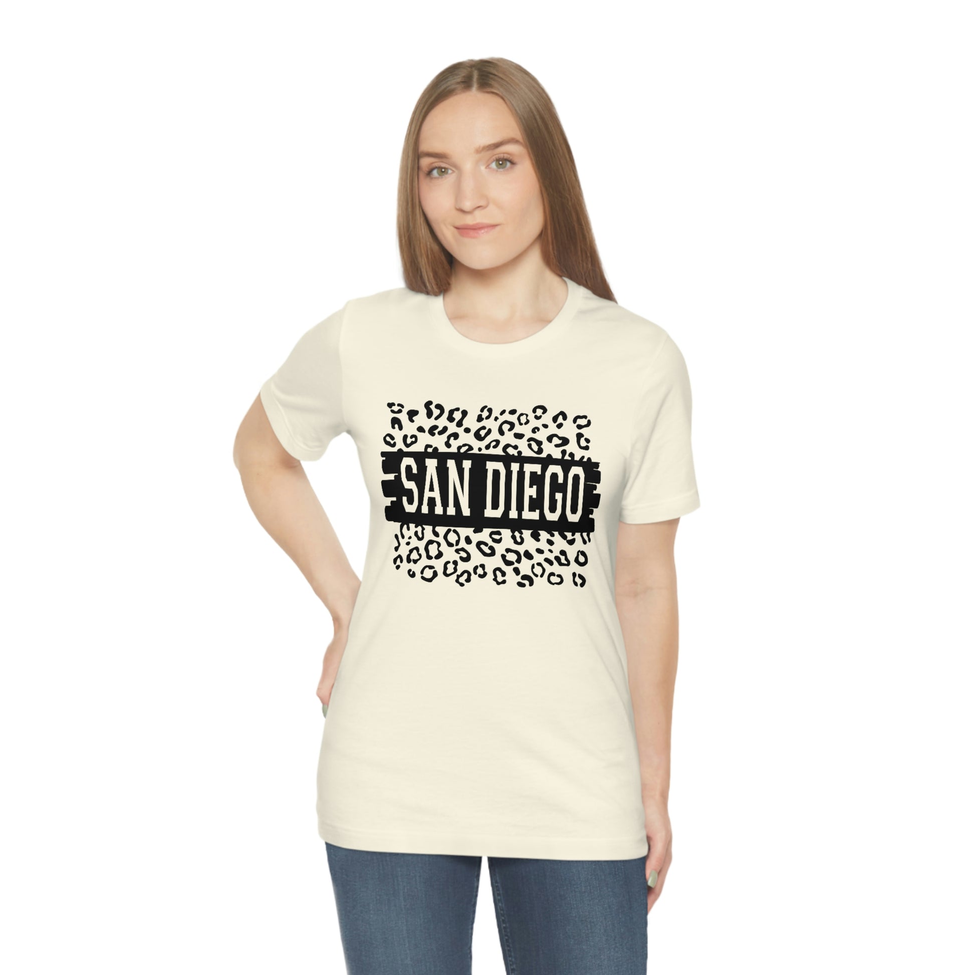 San Diego California Leopard Print Unisex Jersey Short Sleeve Tee Tshirt T-shirt