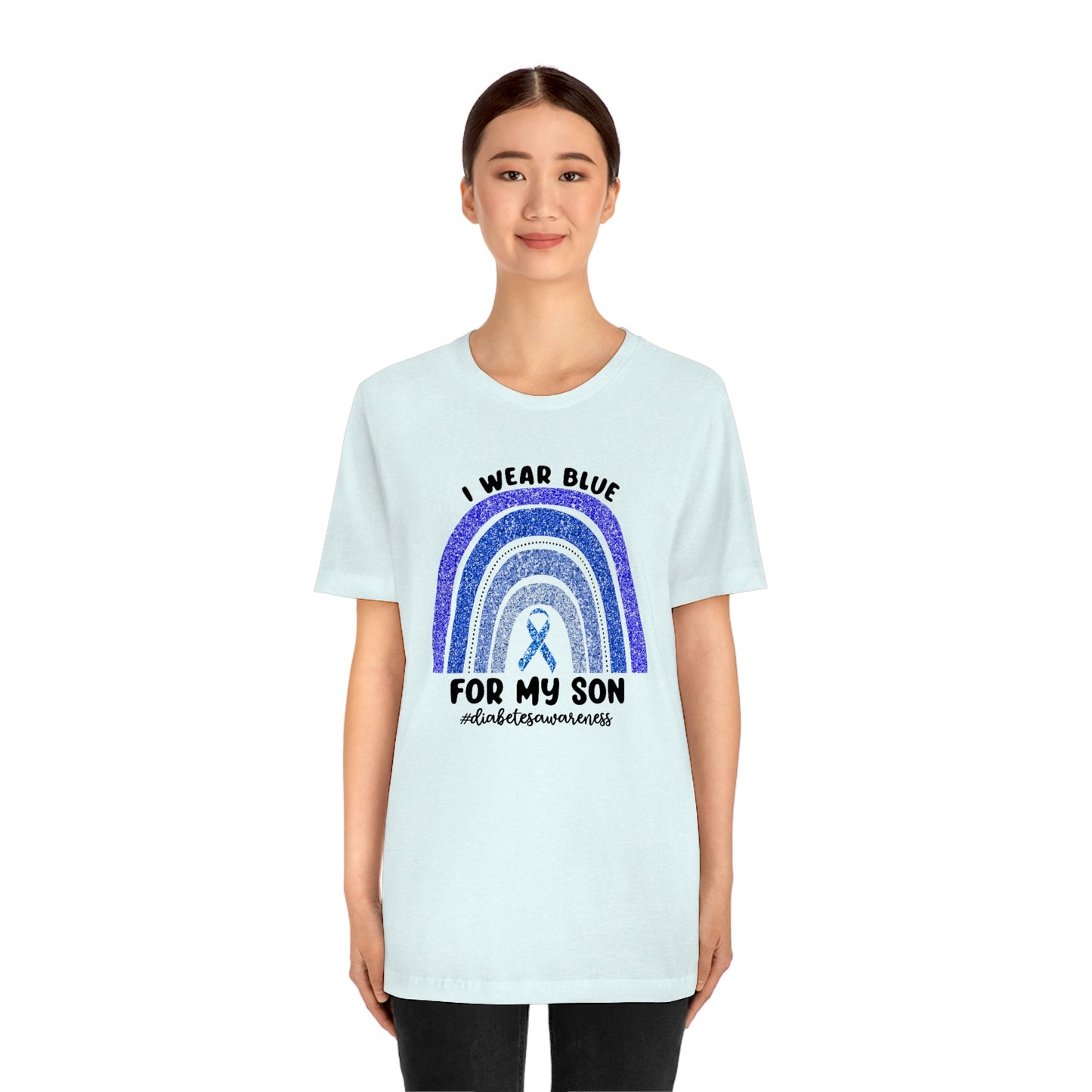 I Wear Blue For My Son Diabetes Awareness Print Unisex Jersey Short Sleeve Tee