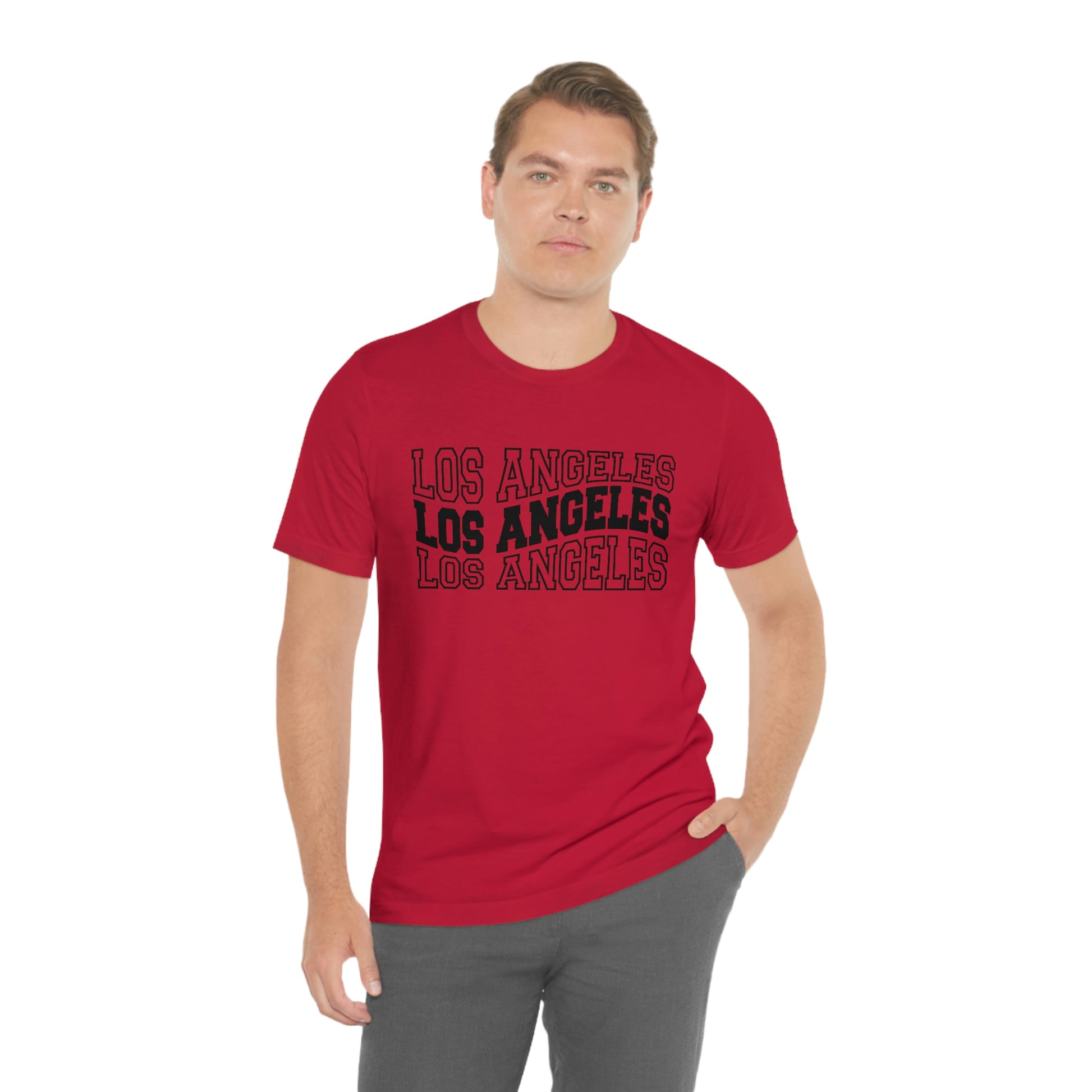 Los Angeles Varsity Letters Wavy Unisex Jersey Short Sleeve Tee Tshirt T-shirt