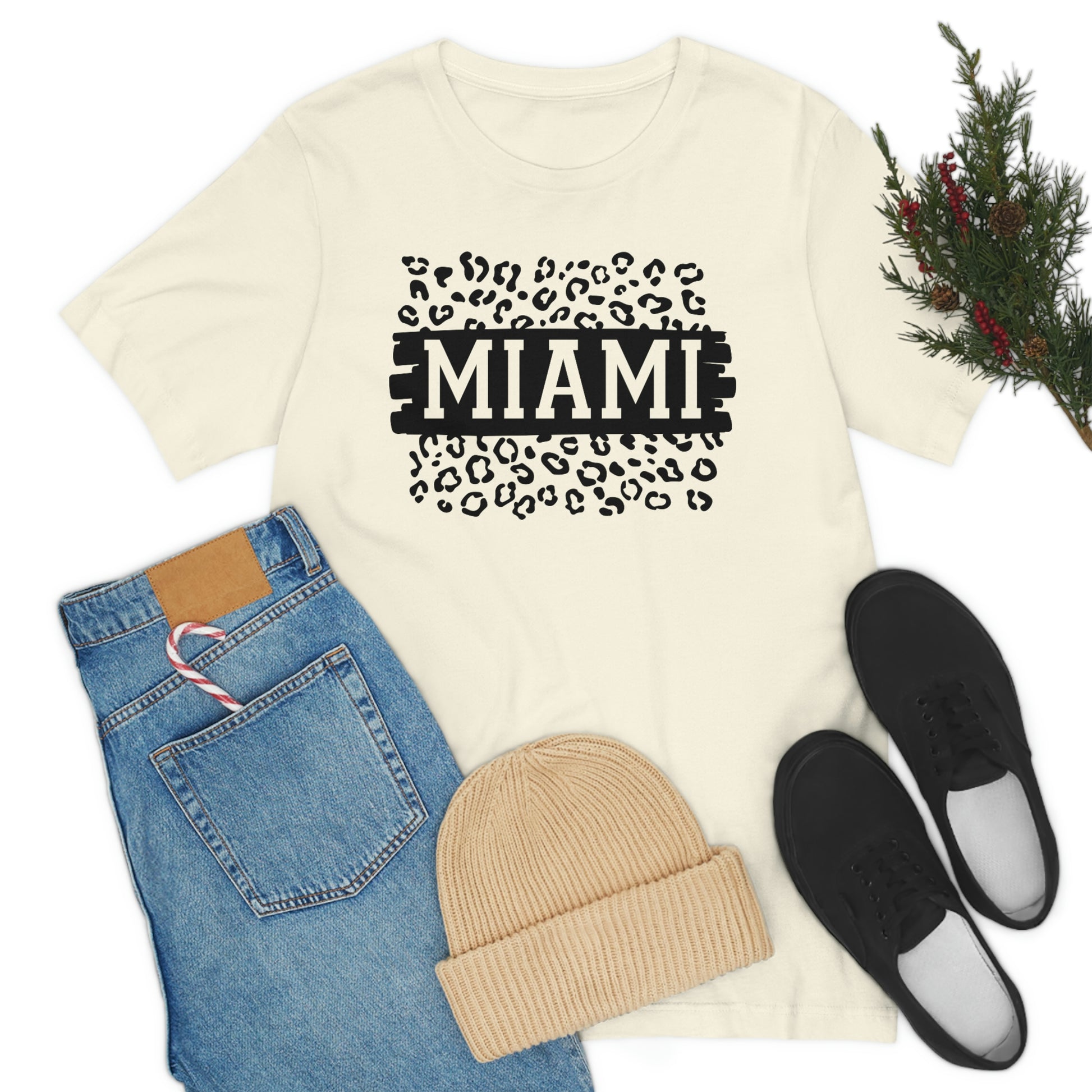 Miami Leopard Print Florida Short Sleeve T-shirt