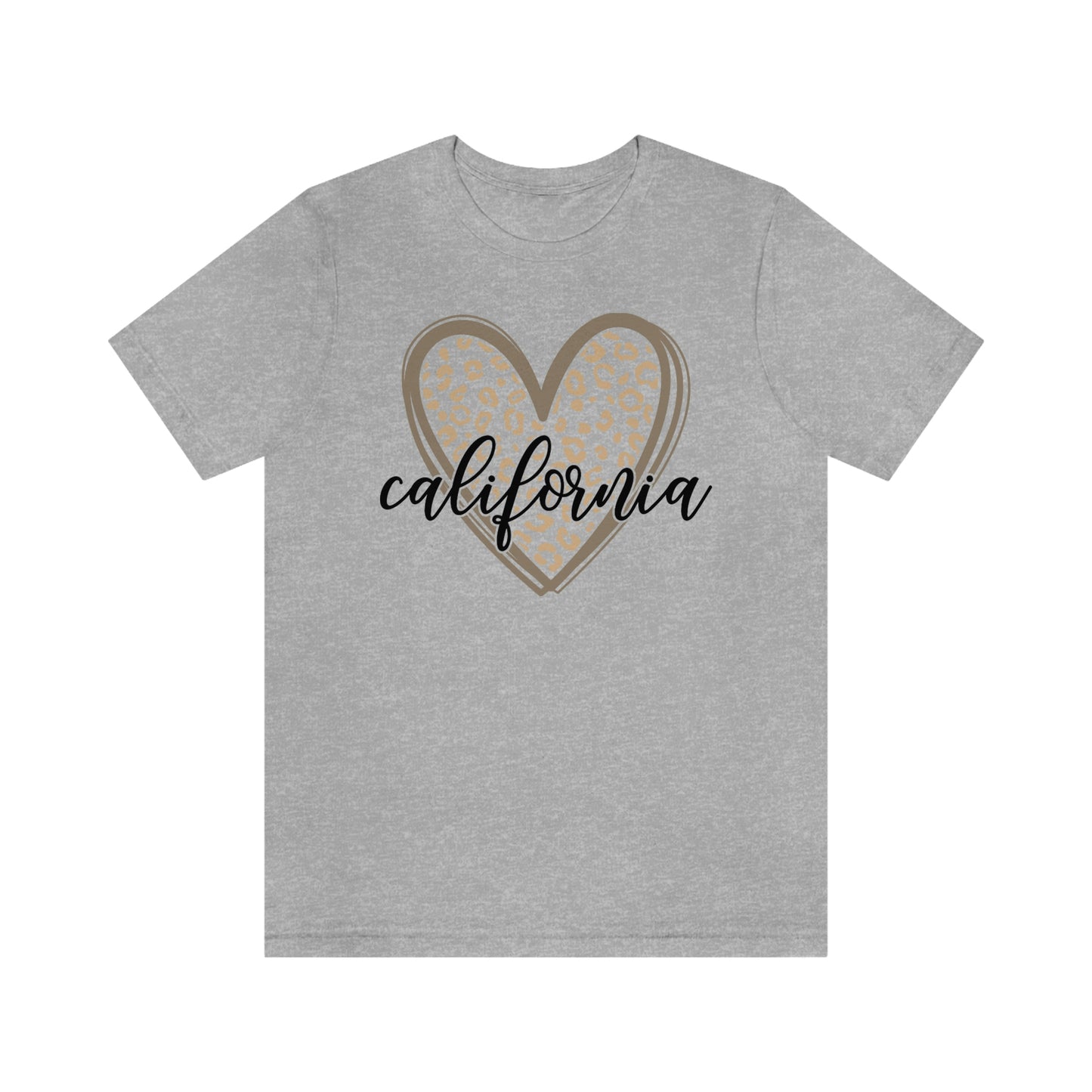 California Heart Gold Leopard Unisex Jersey Short Sleeve Tee Tshirt T-shirt