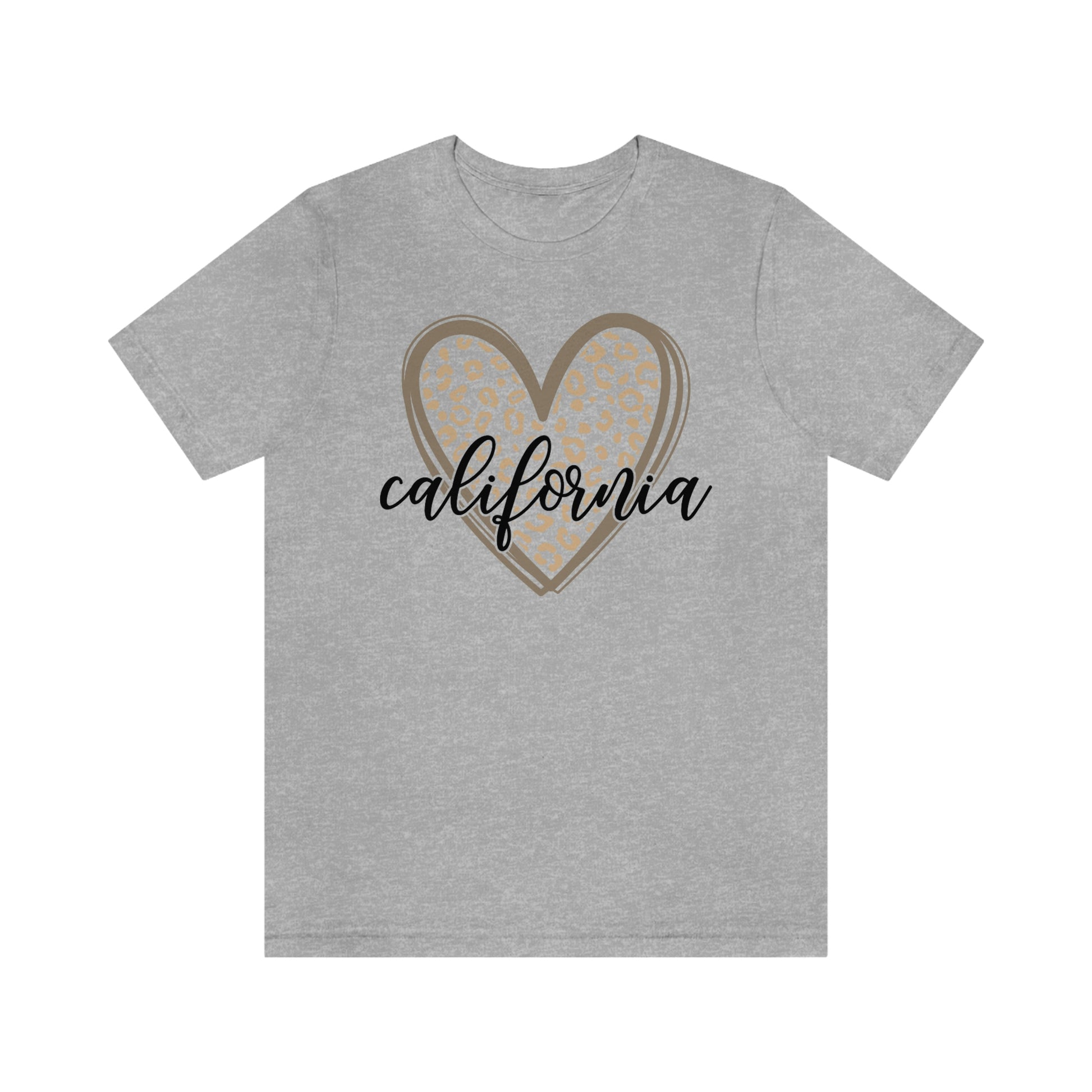 California Heart Gold Leopard Unisex Jersey Short Sleeve Tee Tshirt T-shirt