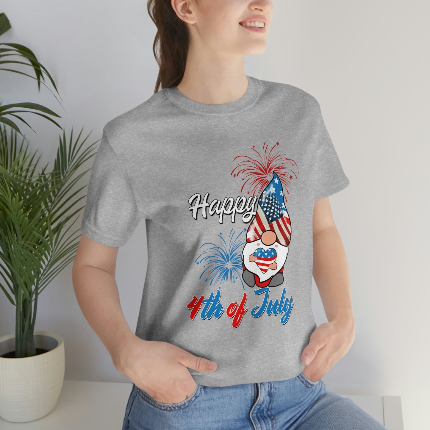 Gnome Happy 4th of July Independence Day Unisex Jersey Short Sleeve Tee