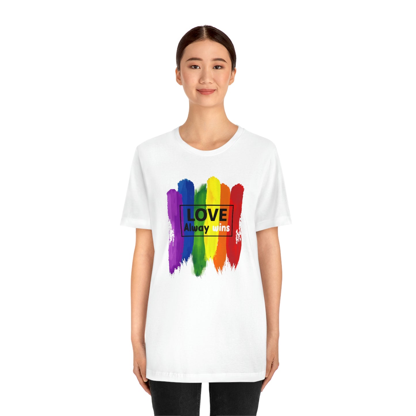 Love Always Wins LGBTQIA Print Unisex Jersey Short Sleeve Tee