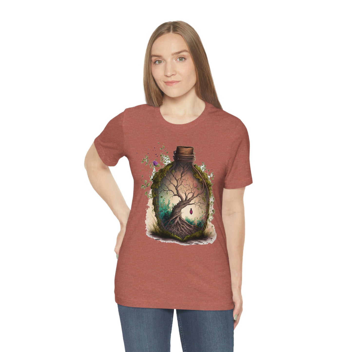 Vintage Bottle Floral Unisex Jersey Short Sleeve Tee