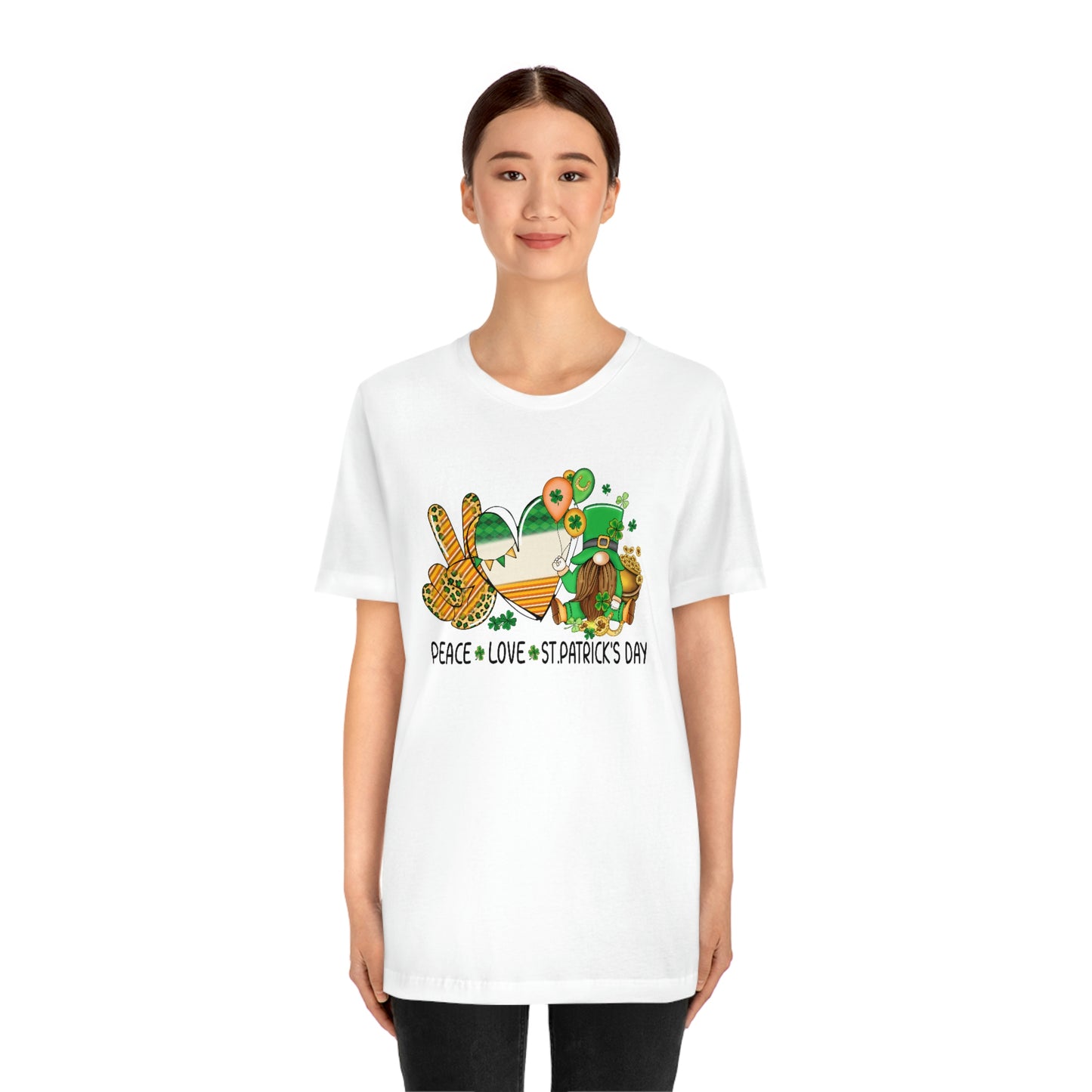 Peace Love St. Patrick's Day Unisex Jersey Short Sleeve Tee