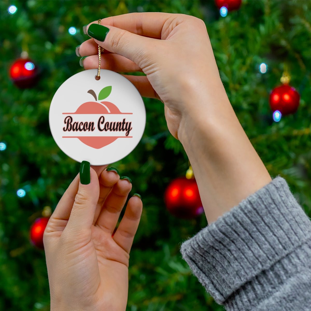 Bacon County Georgia Ceramic Ornament, 1-Pack