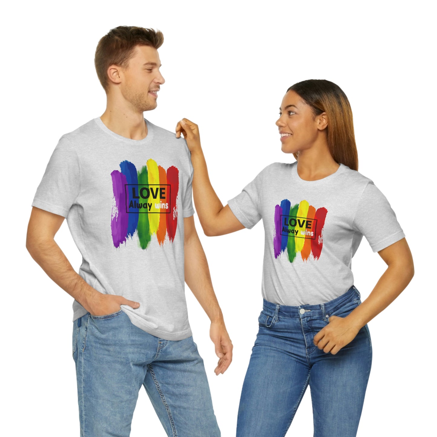 Love Always Wins LGBTQIA Print Unisex Jersey Short Sleeve Tee